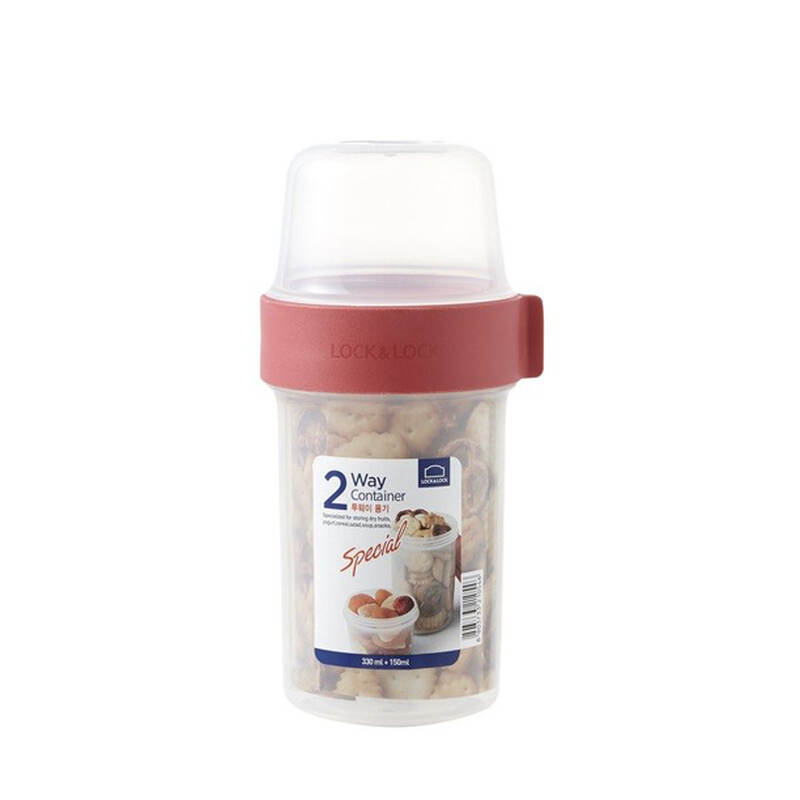 Hộp Nhựa LocknLock Twist Two Way 330ml + 150ml - Nắp Màu Đỏ - LLS213R, , large image number null